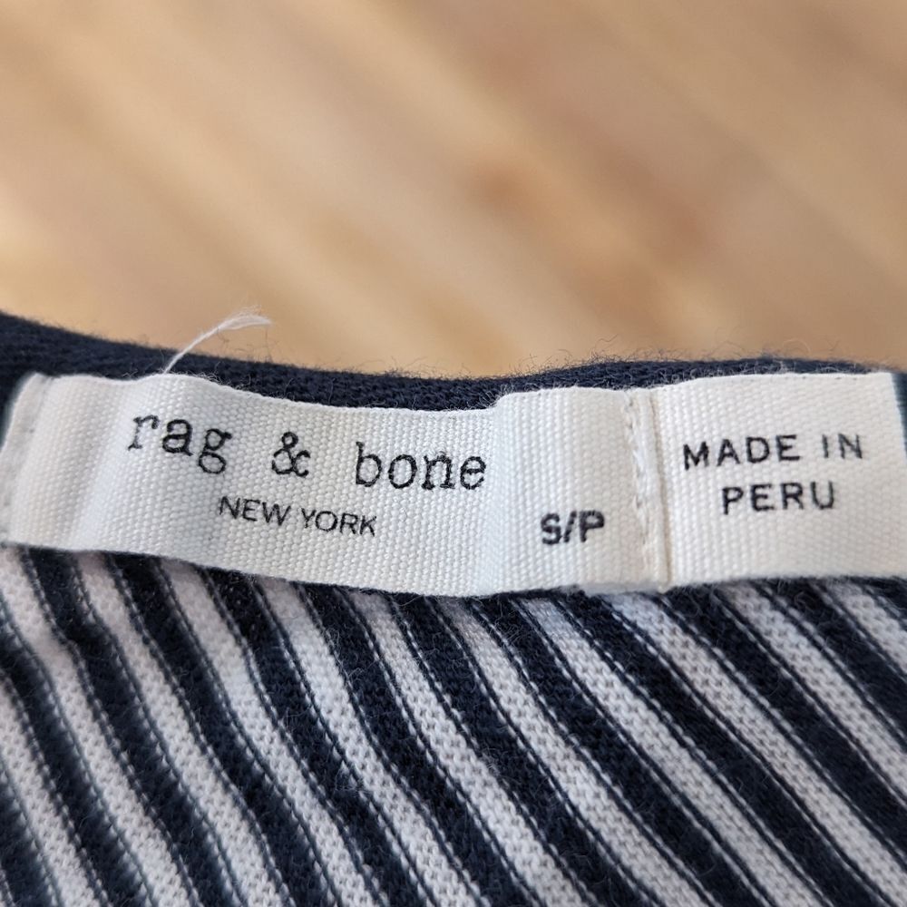 Rag & Bone Navy Blue and White striped long sleeve cotton dress - Picture 4 of 4